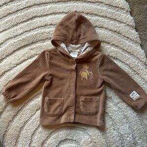 Disney Baby Winnie the Pooh Hooded Jacket Brown Corduroy 6–9M NWOT